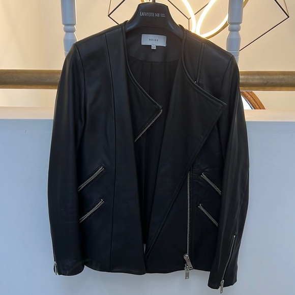 Reiss Leather Moto Jacket - Picture 1 of 3
